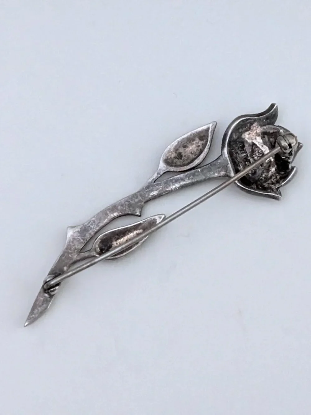 Beautiful Vintage Designer Sterling Silver 925 Marcasite Rose Flower Brooch Pin